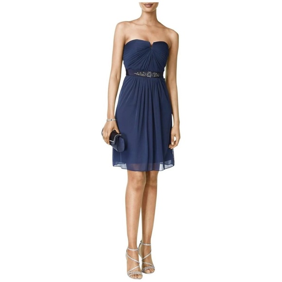 Adrianna Papell Dresses & Skirts - Adrianna Papell Strapless Navy Cocktail Dress NWOT